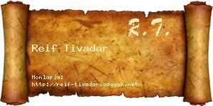 Reif Tivadar névjegykártya